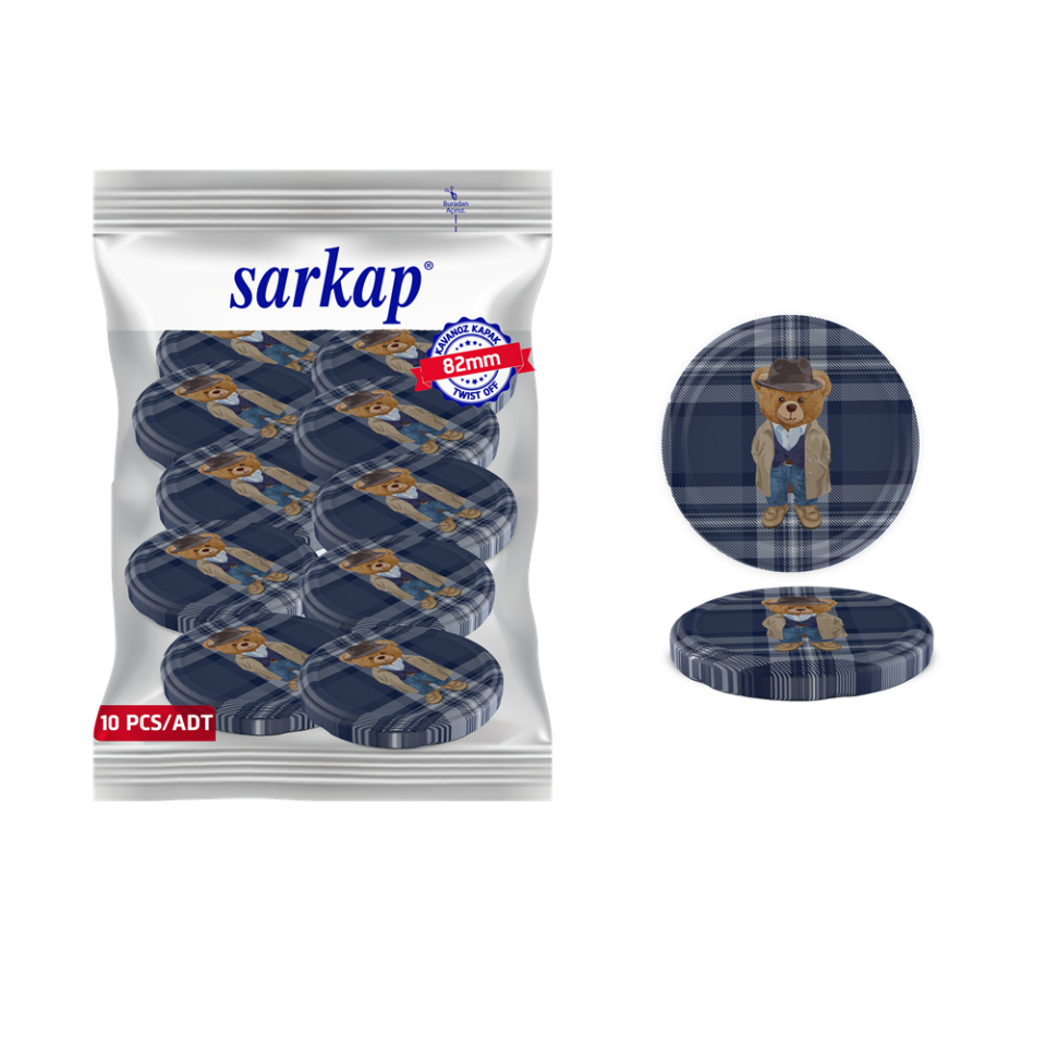 Hijyenik Paketli 10 Adet Kavanoz Kapağı Yeni Yıl Serisi 82 mm