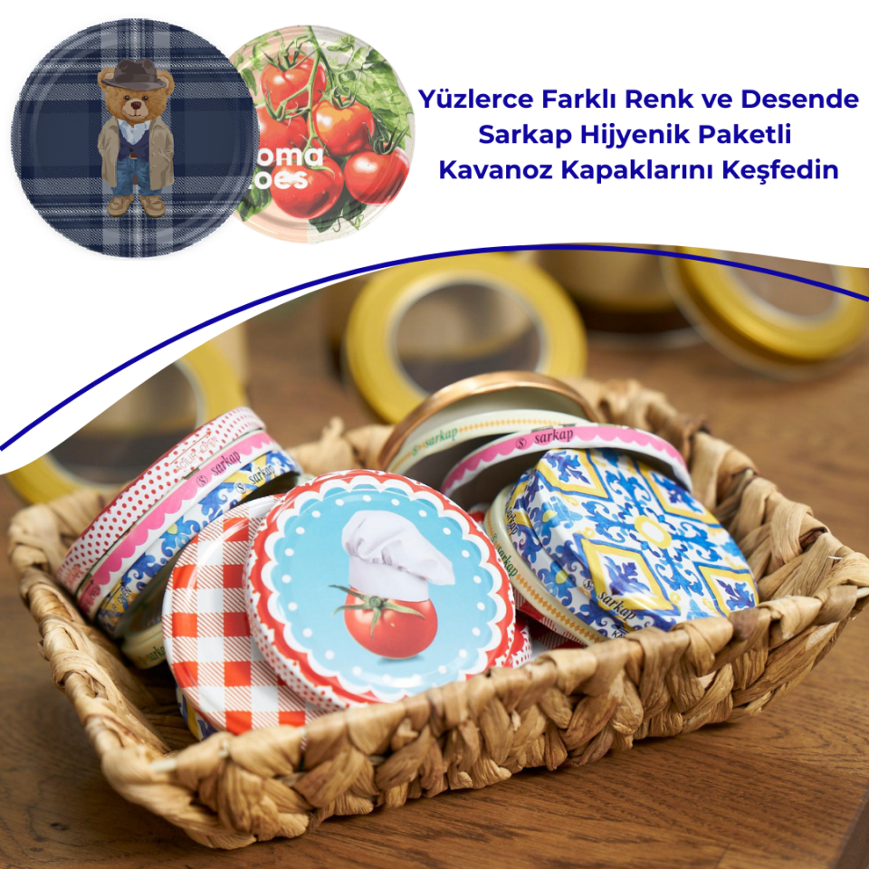 Hijyenik Paketli 10 Adet Kavanoz Kapağı Yeni Yıl Serisi 82 mm EkoseTeddyLacivert