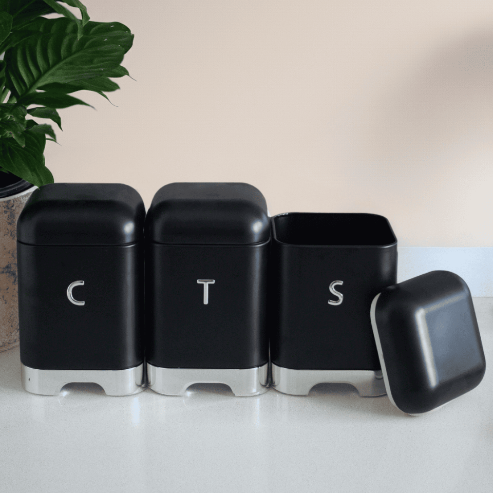 Sarkap Home 3'lü Galvaniz Metal Saklama Kutusu Seti Siyah