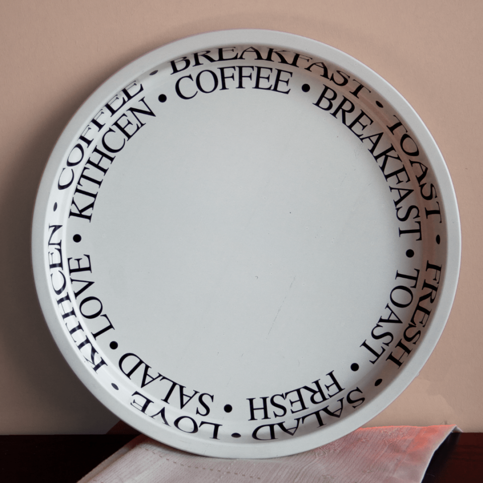 Sarkap Home 34 cm Metal Tepsi LessSeri-Krem