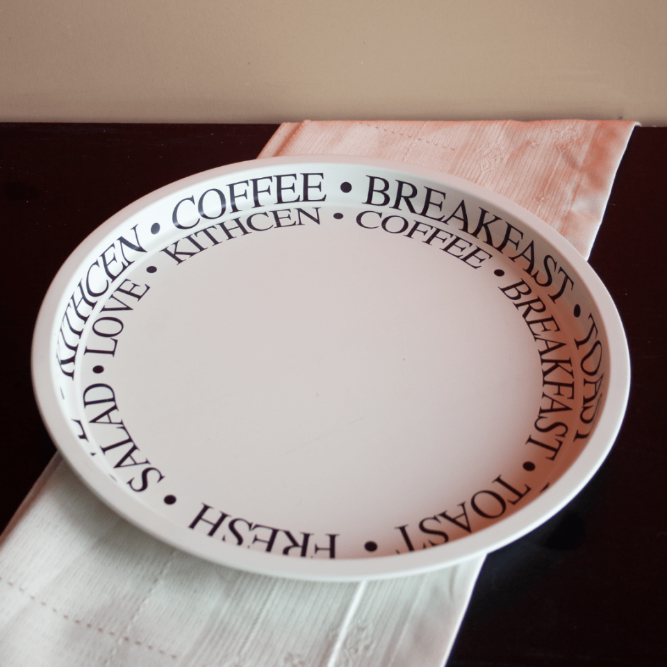 Sarkap Home 34 cm Metal Tepsi LessSeri-Krem