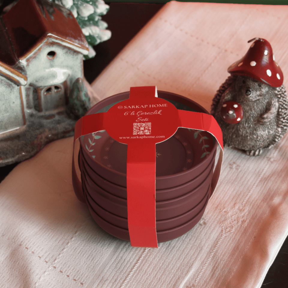 Sarkap Home 6'lı Çerezlik Seti BordoWishes