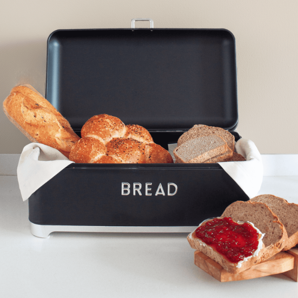 Sarkap Home Bread Galvaniz Metal Ekmek Kutusu Siyah