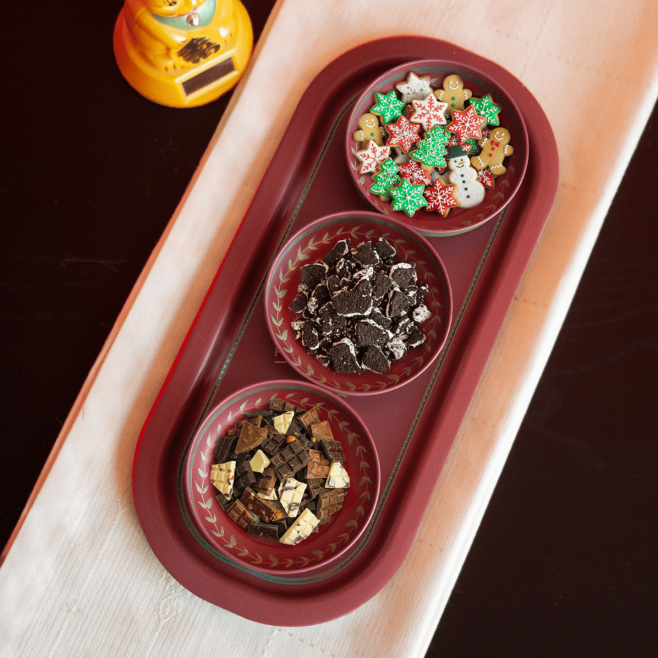 Sarkap Home 3'lü Çerezlik ve Sunumluk Tepsi Seti BordoWishes