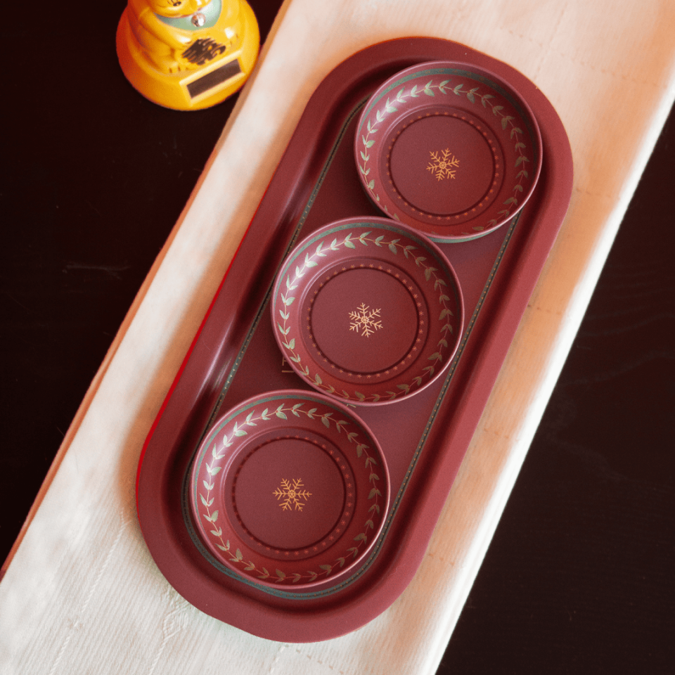 Sarkap Home 3'lü Çerezlik ve Sunumluk Tepsi Seti BordoWishes