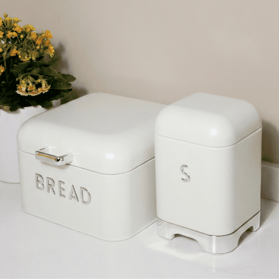 Sarkap Home Galvaniz Bread Küçük Boy Ekmeklik & Storage Kutu Set Krem