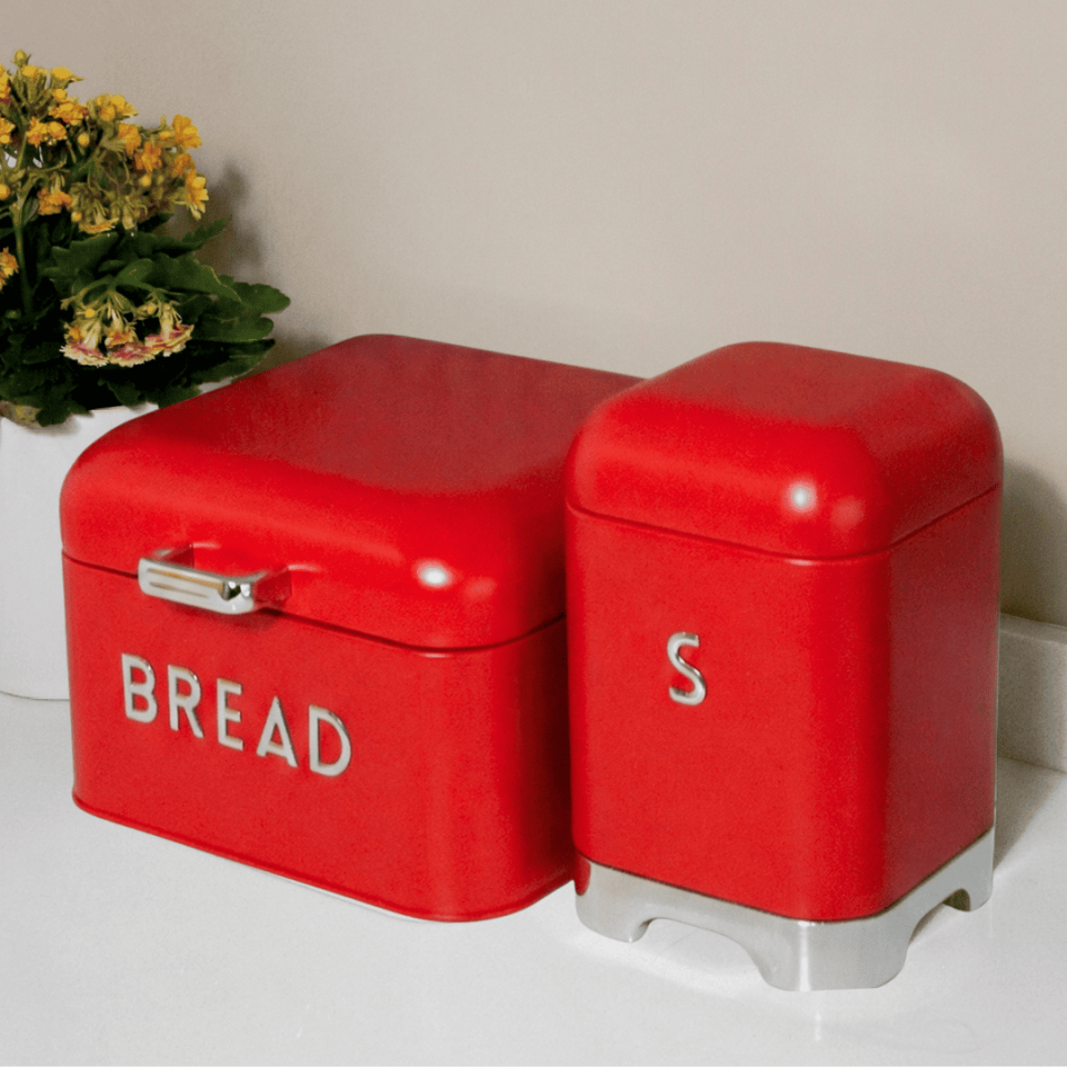 Sarkap Home Galvaniz Bread Küçük Boy Ekmeklik & Storage Kutu Set Kırmızı