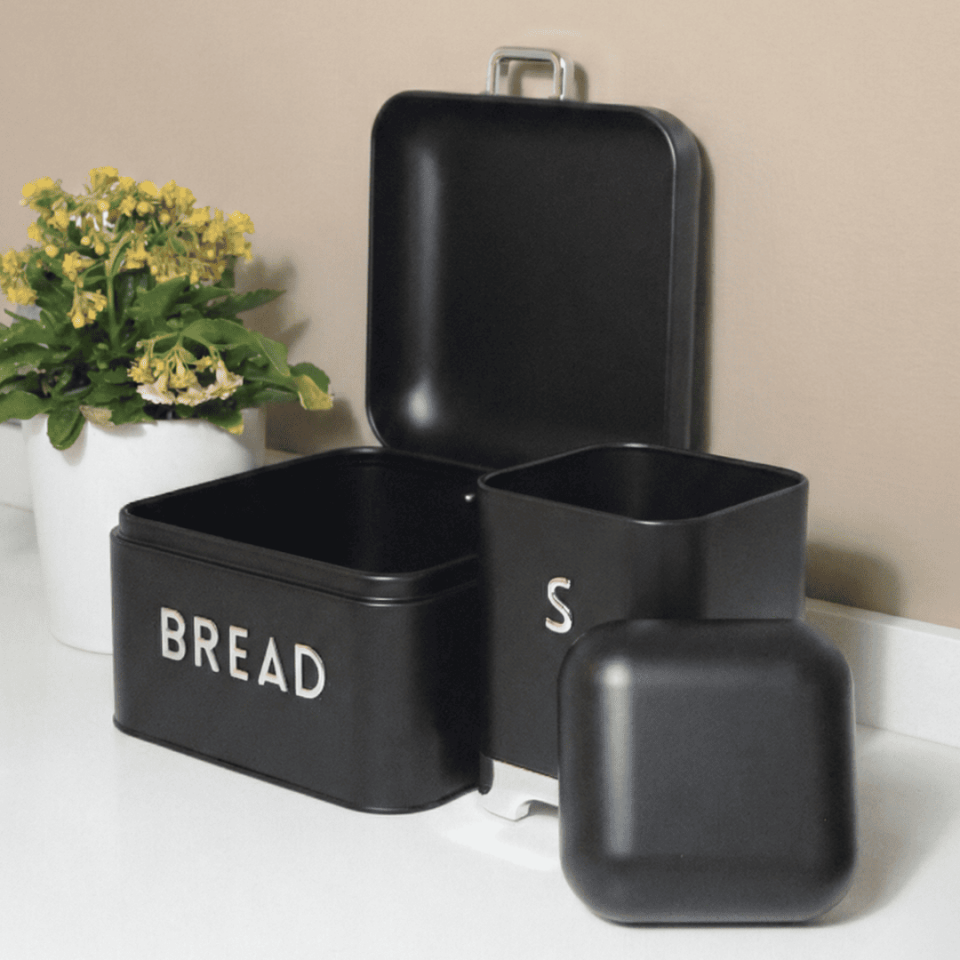 Sarkap Home Galvaniz Bread Küçük Boy Ekmeklik & Storage Kutu Set Siyah
