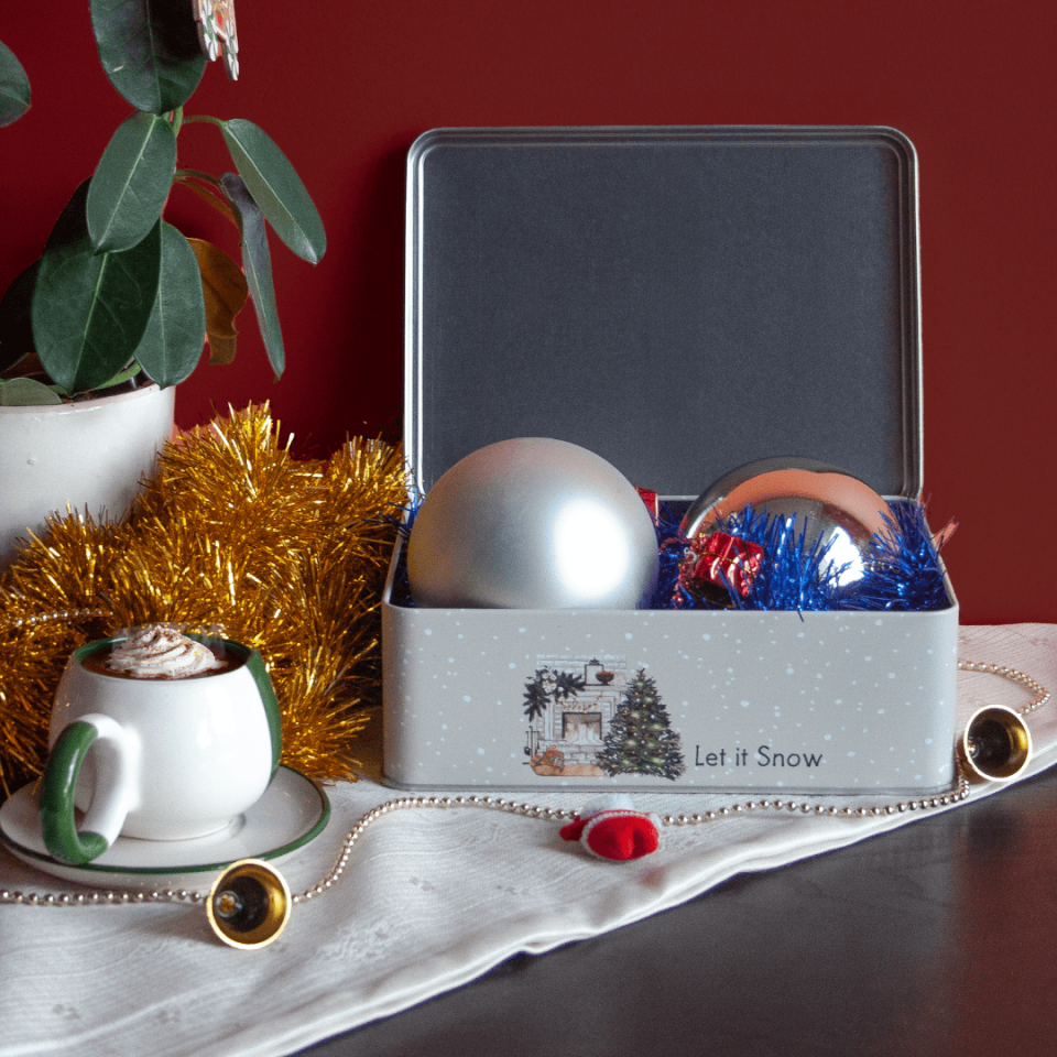 Sarkap Home Let It Snow Menteşeli Metal Saklama Kutusu