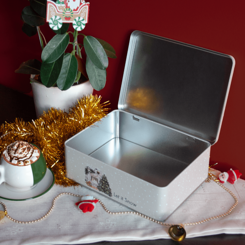 Sarkap Home Let It Snow Menteşeli Metal Saklama Kutusu