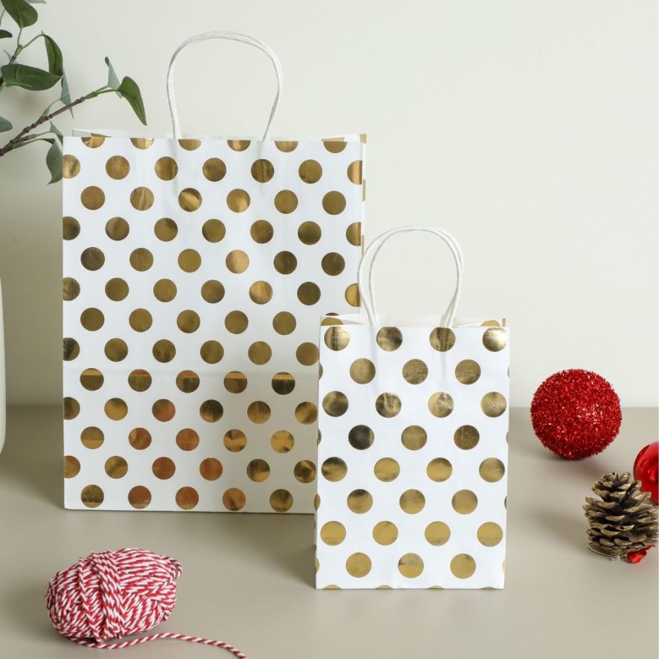 3'lü 15x20 Gri Puantiye Kraft Kağıt Poşet Çanta