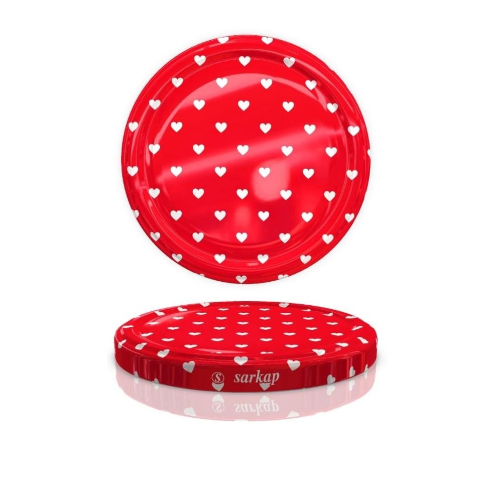 Hijyenik Paketli 10 Adet Kavanoz Kapağı Kalpli Desenler 82 mm
