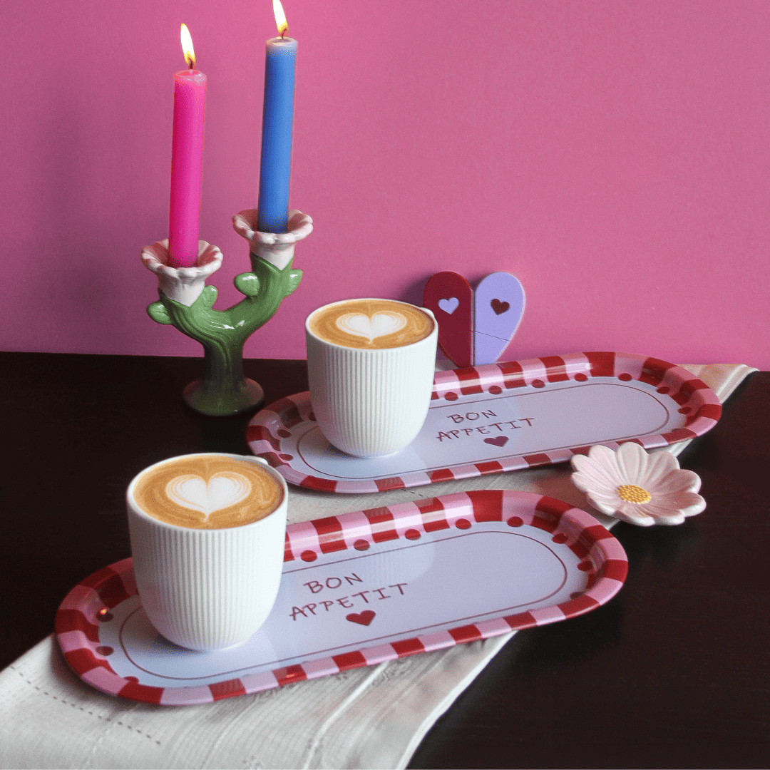 Sarkap Home 2'li Oval Sunumluk Tepsi BonApetitKırmızıPembe