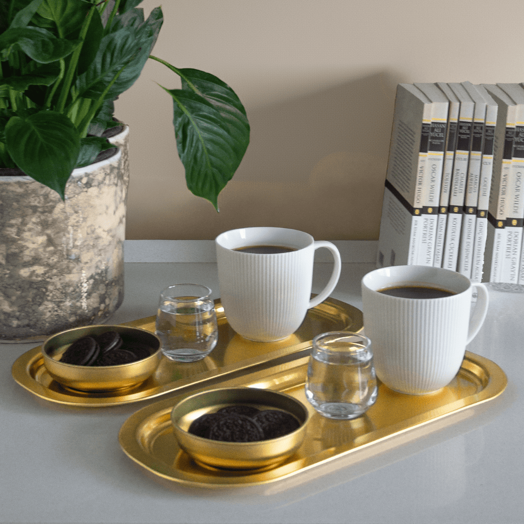 Sarkap Home 2'li Oval Sunumluk Tepsi Gold