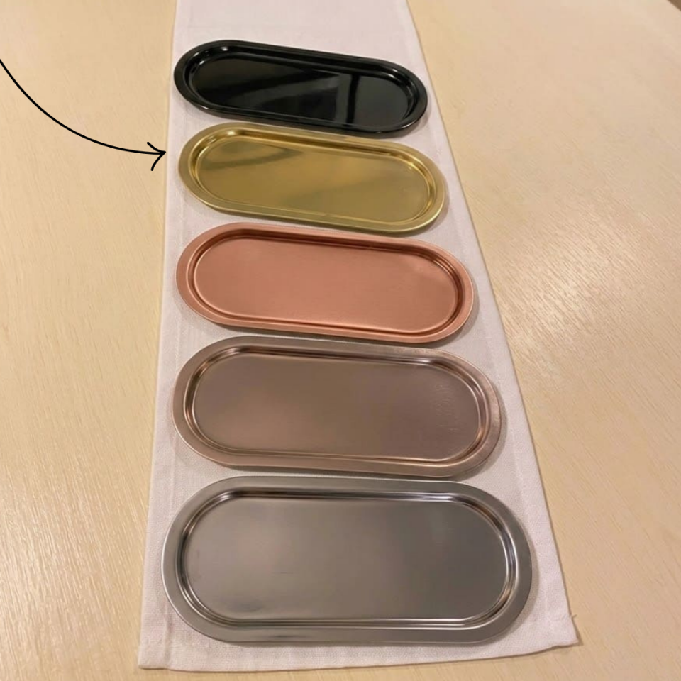 Sarkap Home 35x16 cm 2'li Oval Sunumluk Tepsi Gold