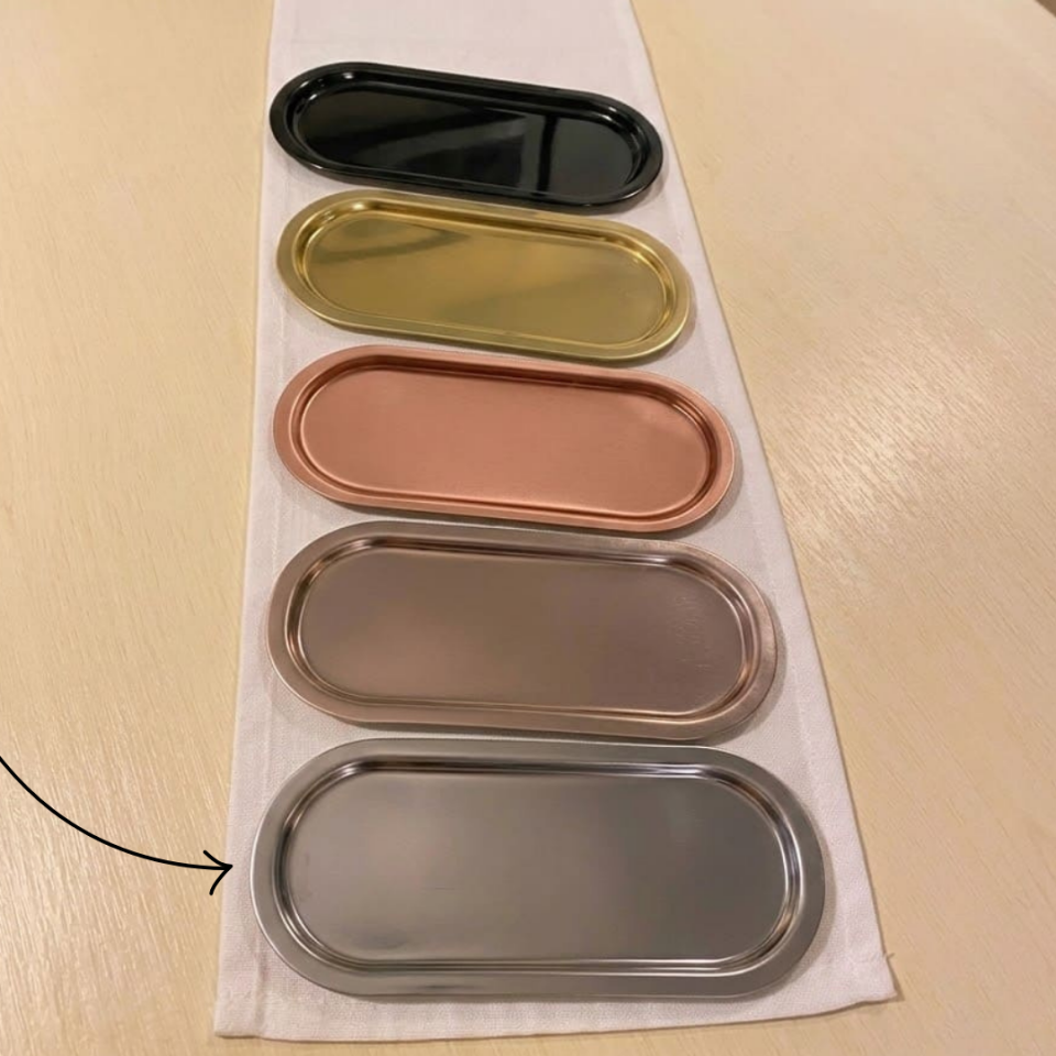 Sarkap Home 35x16 cm 2'li Oval Sunumluk Tepsi Silver