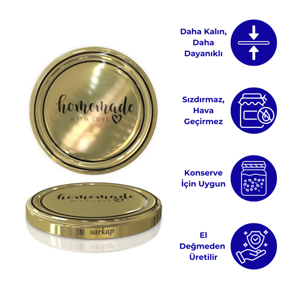 Hijyenik Paketli 10 Adet Kavanoz Kapağı Homemade Modeller 82 mm