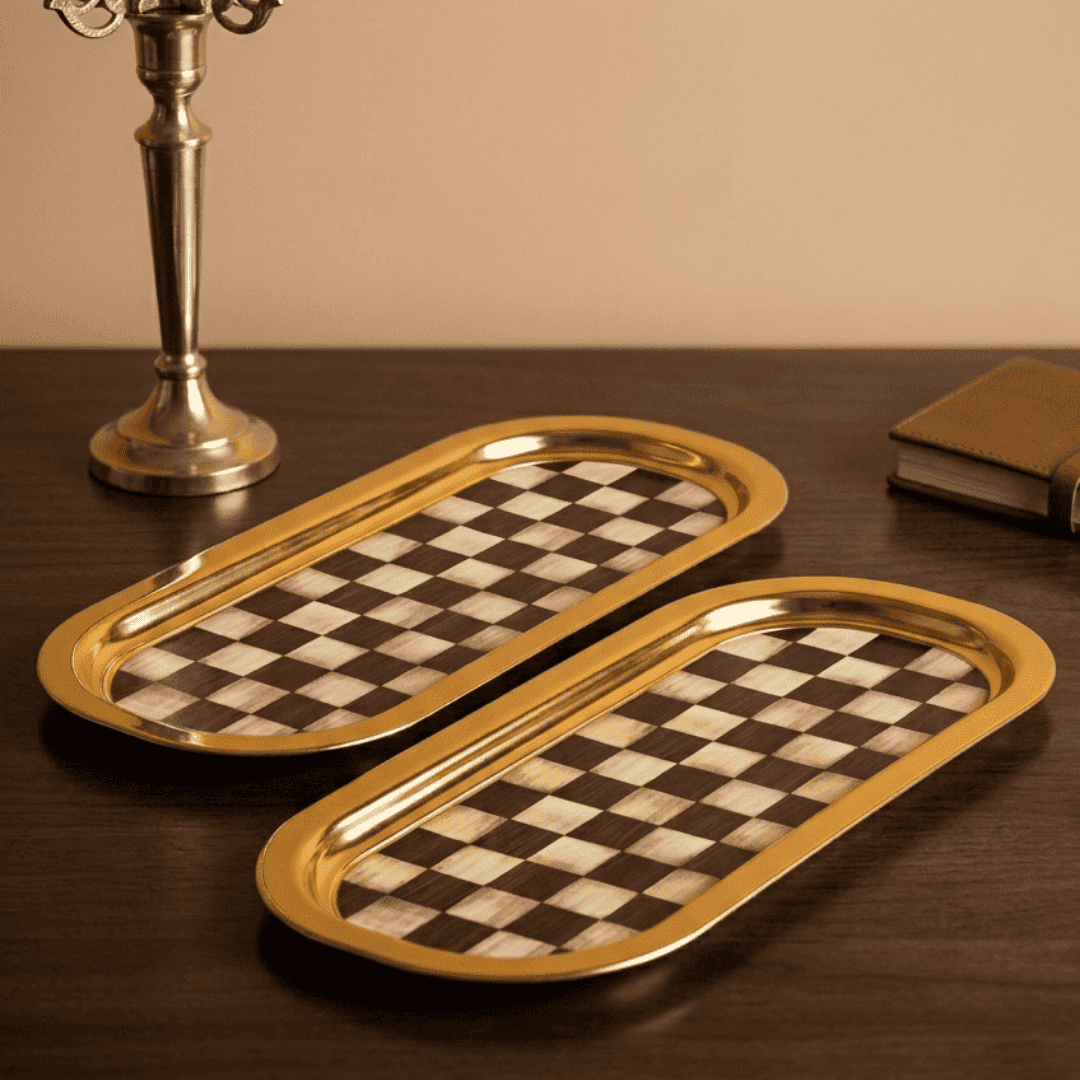 Sarkap Home 35x16 cm 2'li Oval Sunumluk Tepsi Dama