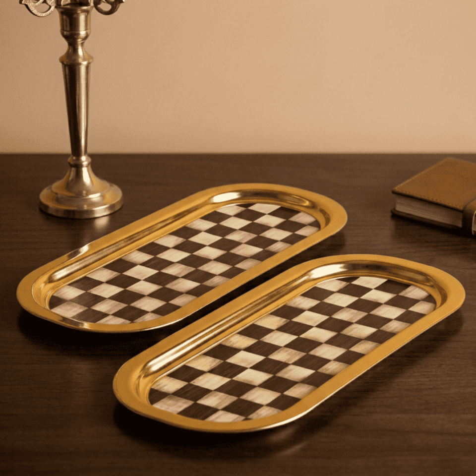 Sarkap Home 35x16 cm 2'li Oval Sunumluk Tepsi Dama