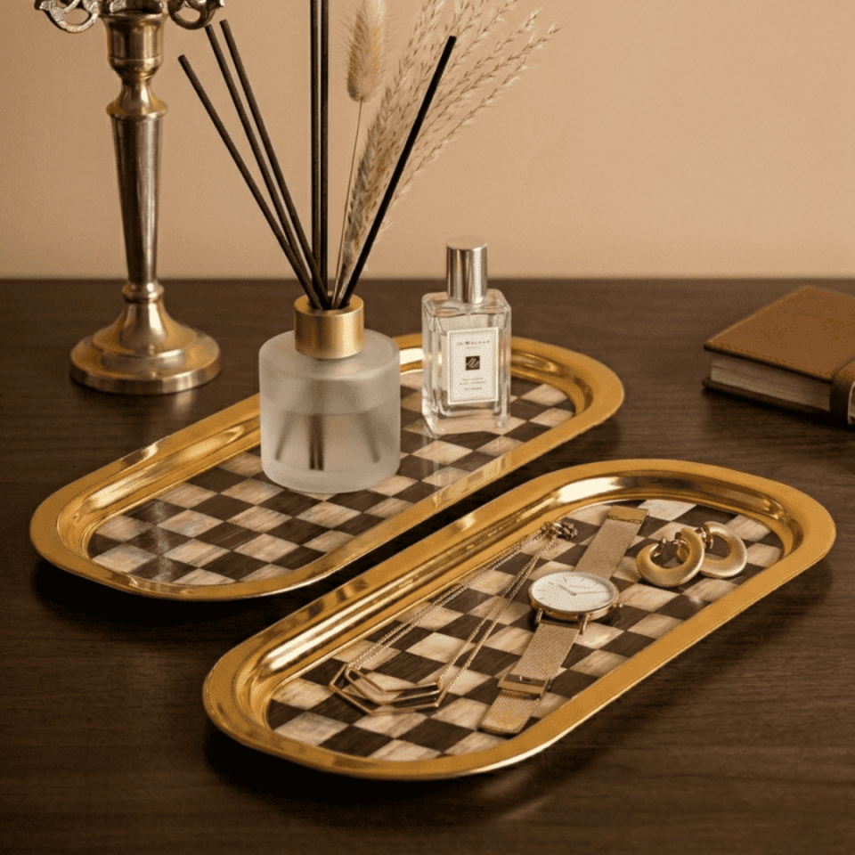 Sarkap Home 35x16 cm 2'li Oval Sunumluk Tepsi Dama