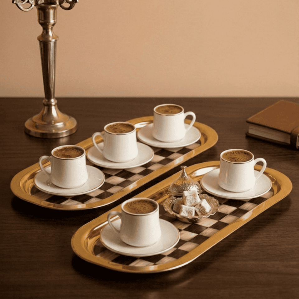 Sarkap Home 35x16 cm 2'li Oval Sunumluk Tepsi Dama