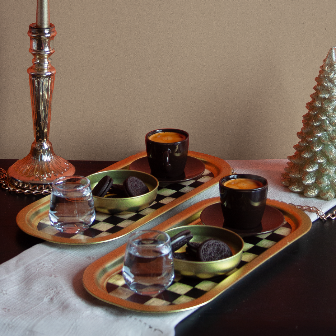 Sarkap Home 35x16 cm 2'li Oval Sunumluk Tepsi Dama