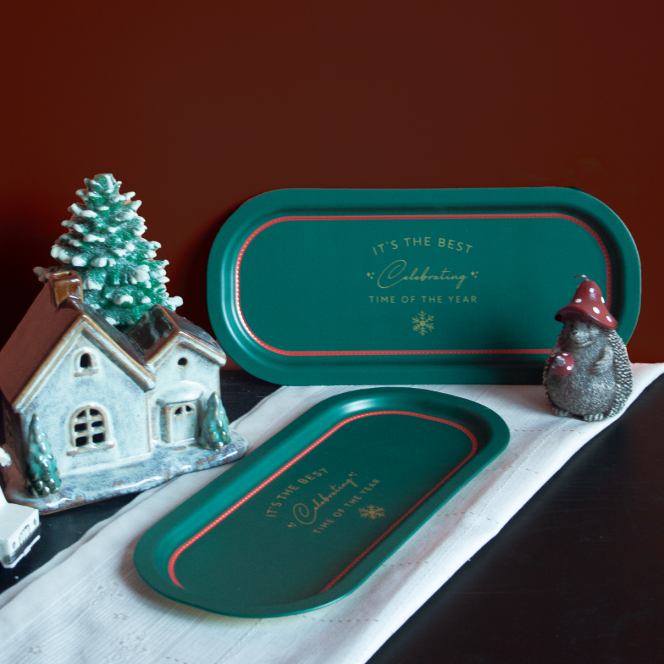 Sarkap Home 2'li Oval Sunumluk Tepsi YeşilWsihes