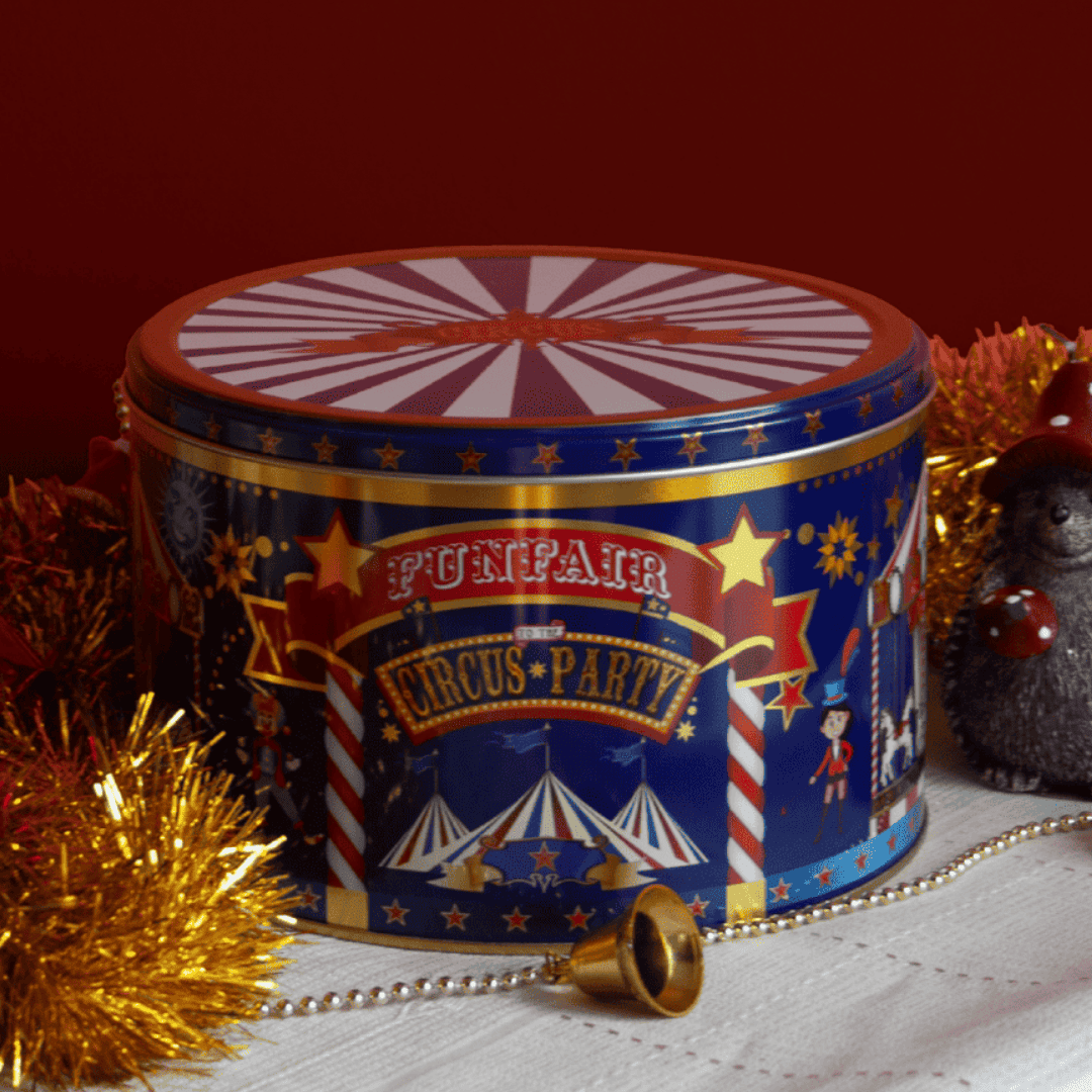 Sarkap Home Yuvarlak Dekoratif Metal Saklama Kutusu Lacivert