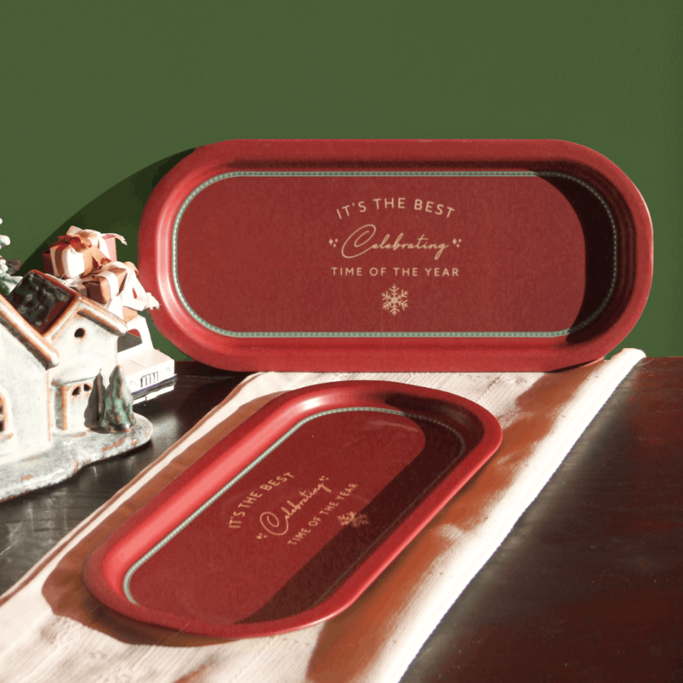 Sarkap Home 35x16 cm 2'li Oval Sunumluk Tepsi BordoWishes