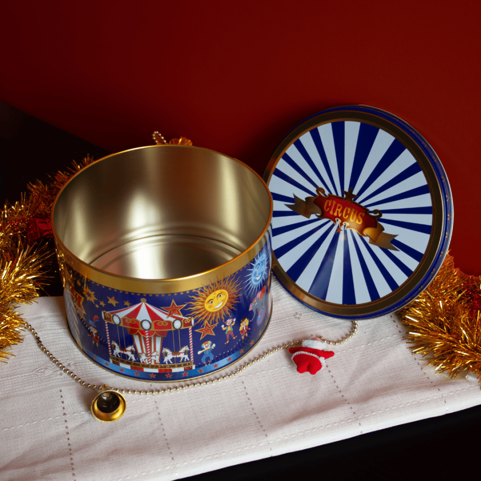 Sarkap Home Yuvarlak Dekoratif Metal Saklama Kutusu Lacivert