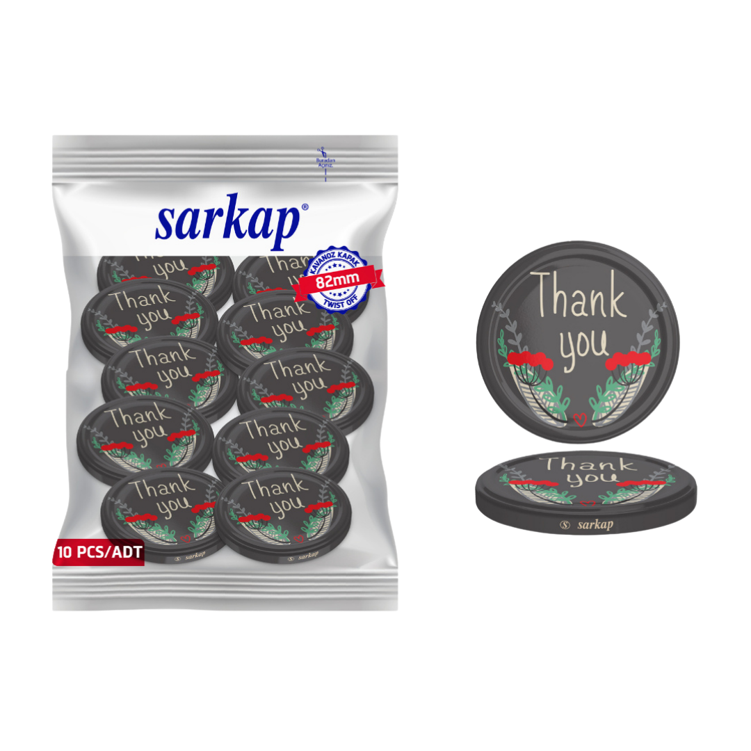 Hijyenik Paketli 10 Adet Kavanoz Kapağı Homemade Modeller 82 mm ThankYou