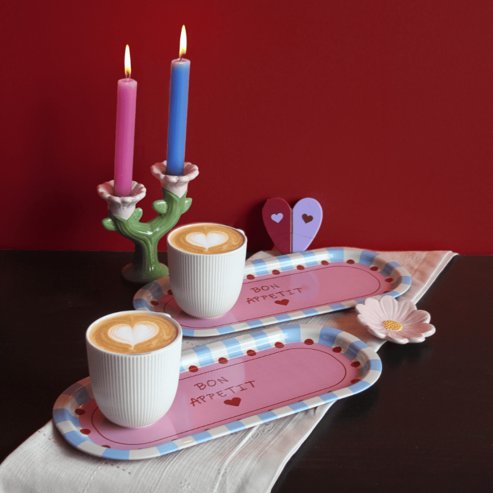 Sarkap Home 2'li Oval Sunumluk Tepsi BonApetitMaviPembe