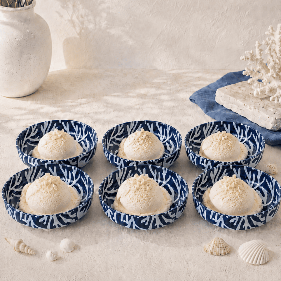 Sarkap Home 6'lı Dondurmalık ve Çerezlik Seti 10 cm Çap, 3.2 cm Yükseklik MercanMavi