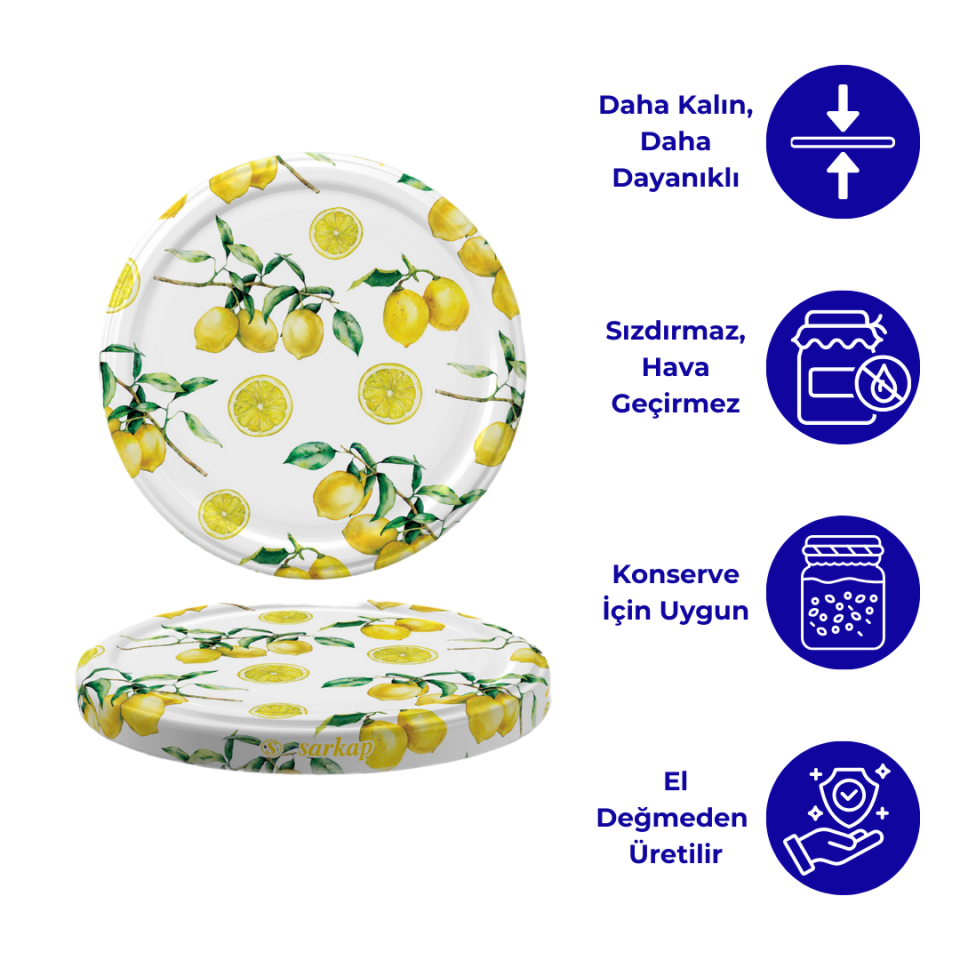 Hijyenik Paketli 10 Adet Kavanoz Kapağı Meyve Desenler 82 mm