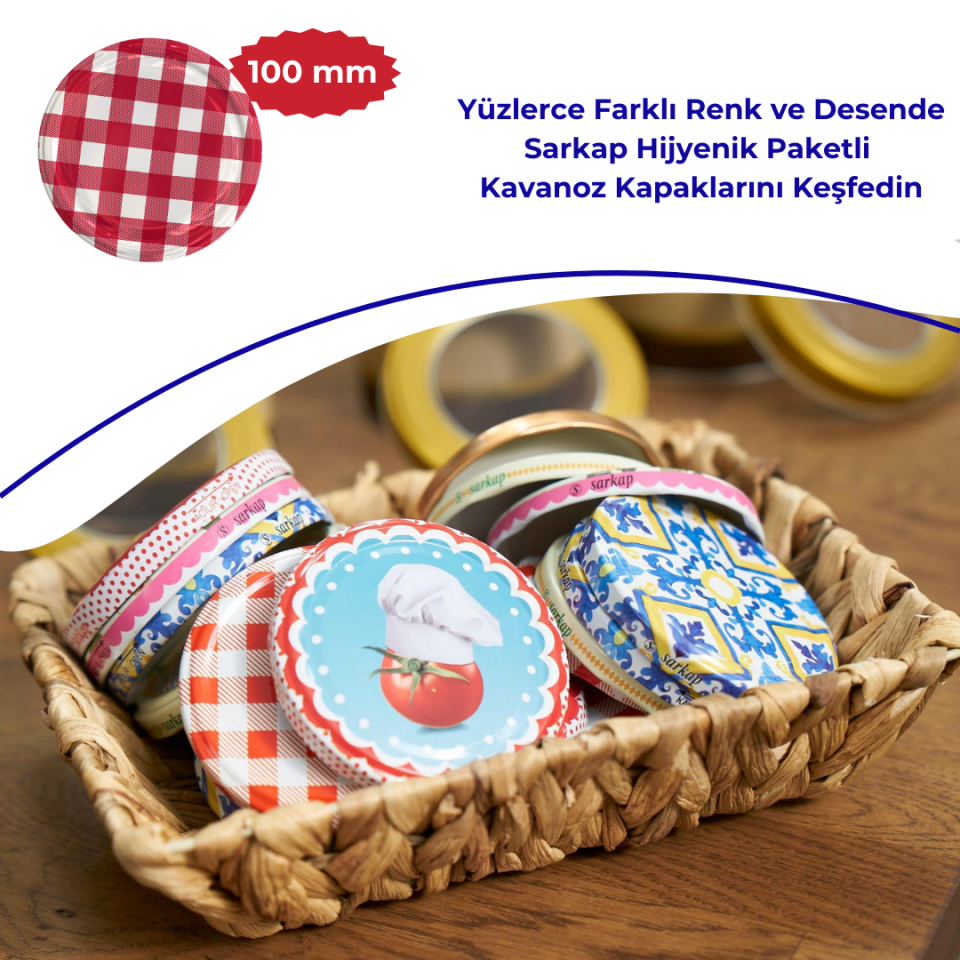 Hijyenik Paketli 5 Adet Kavanoz Kapağı - 100mm