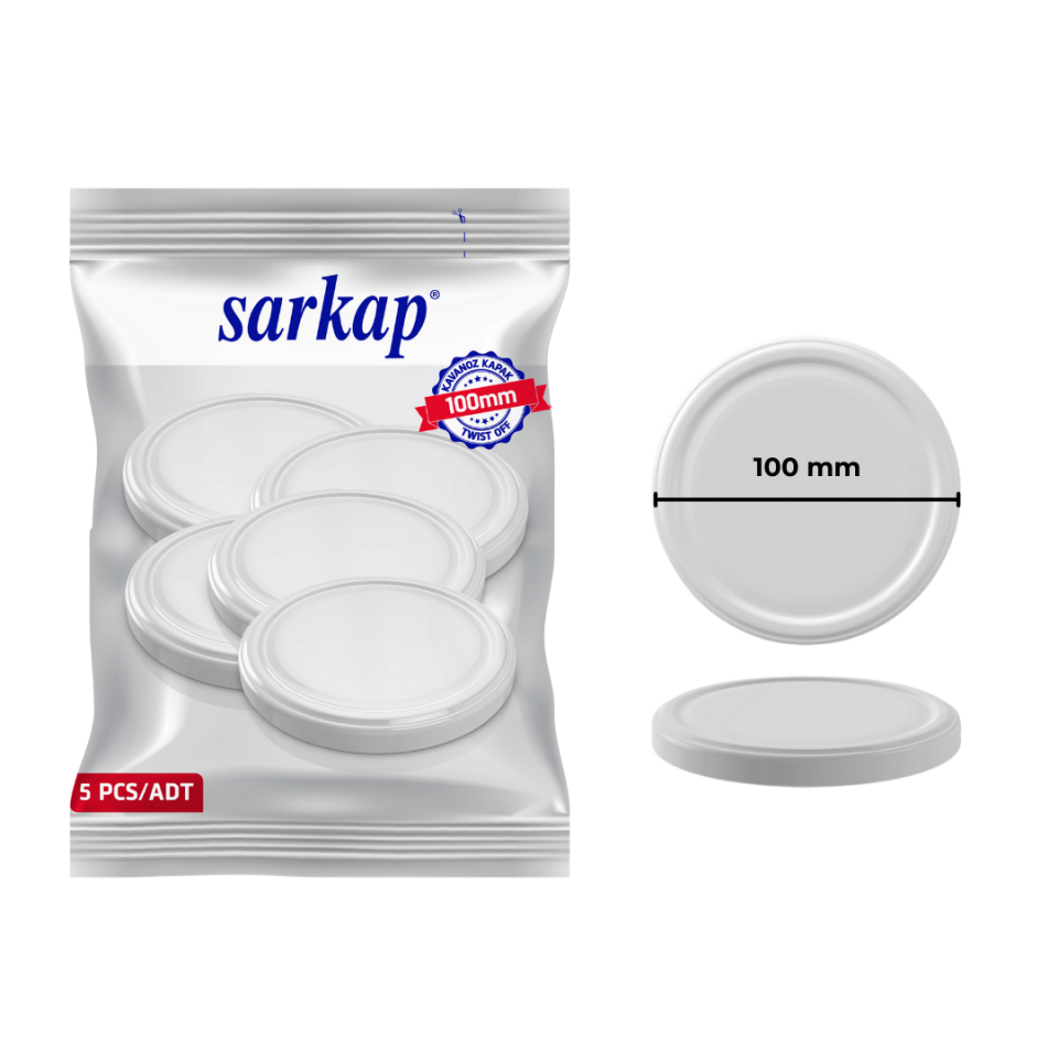 Hijyenik Paketli 5 Adet Kavanoz Kapağı - 100mm