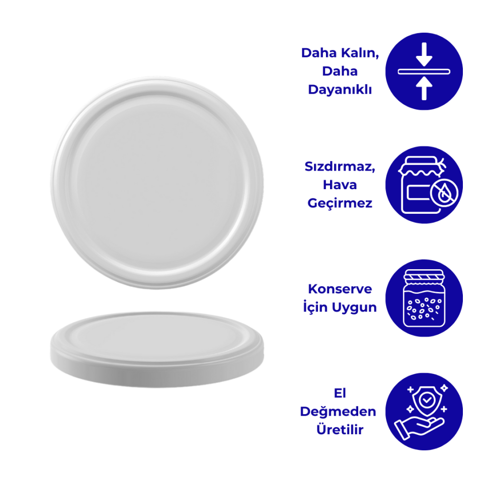 Hijyenik Paketli 5 Adet Kavanoz Kapağı - 100mm Beyaz