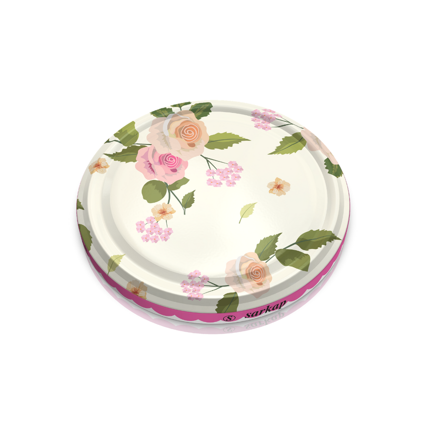 Hijyenik Paketli 10 Adet Kavanoz Kapağı Çiçek Desenler 82 mm