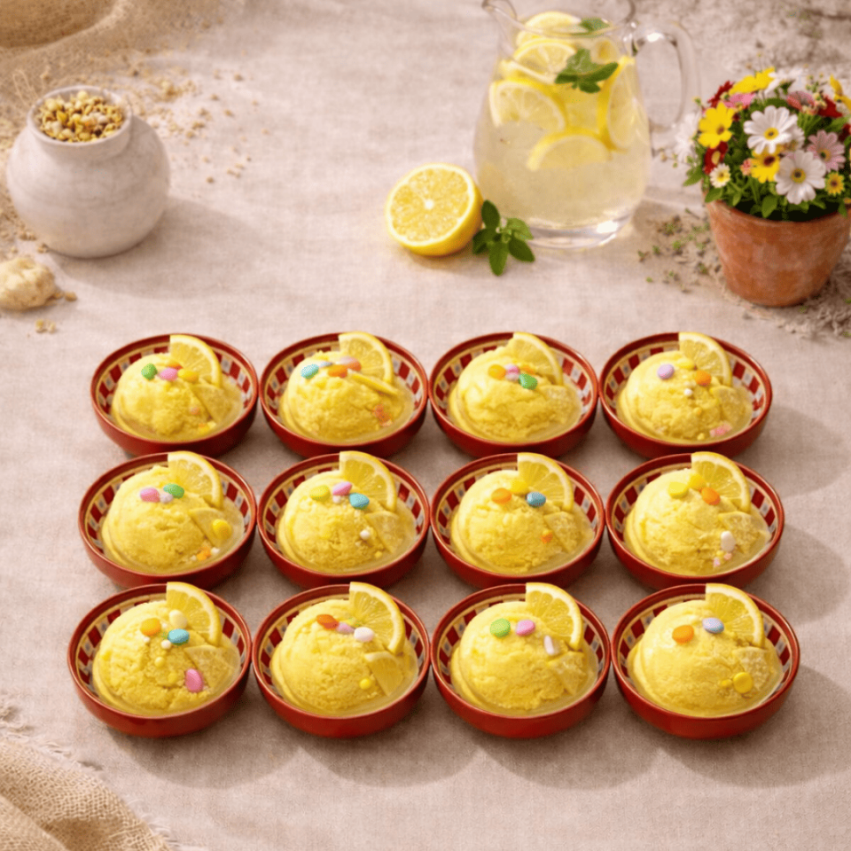 Sarkap Home 10 cm Çap, 3.2 cm Yükseklik 12'li Dondurmalık ve Çerezlik Seti LemonDesignKırmızı