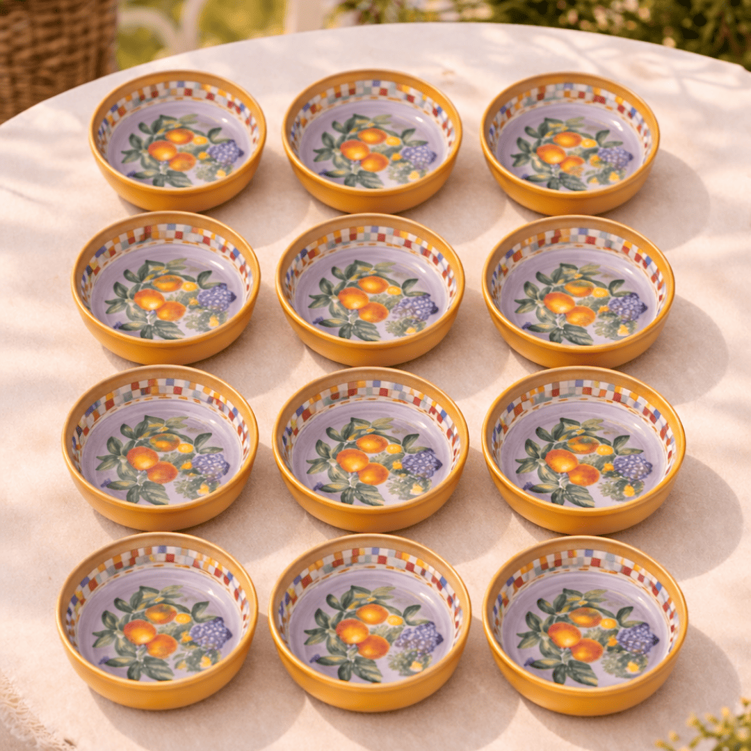 Sarkap Home 10 cm Çap, 3.2 cm Yükseklik 12'li Dondurmalık ve Çerezlik Seti LemonDesignTuruncu