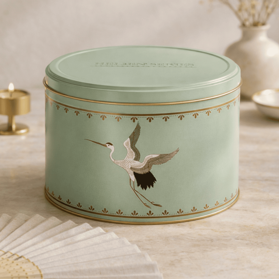 Sarkap Home Yuvarlak Dekoratif Metal Saklama Kutusu Yeşil