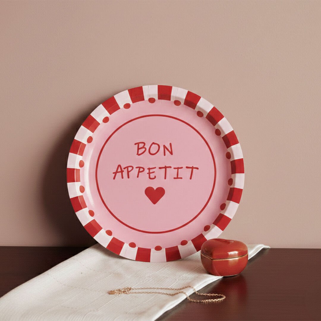 Sarkap Home 34 cm Metal Tepsi BonApetitKırmızıPembe