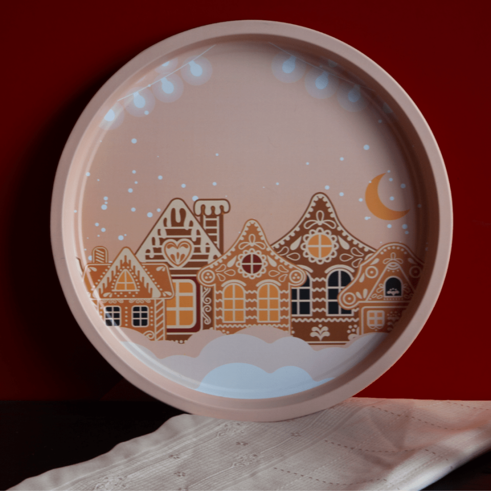 Sarkap Home Dekoratif Metal Tepsi PinkMidnight