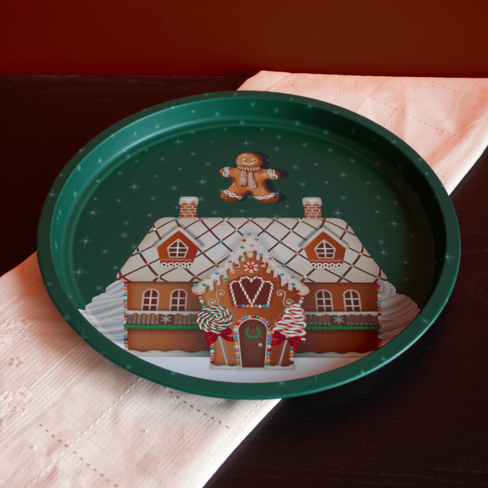 Sarkap Home Desenli Dekoratif Metal Tepsi - Happy New Year BreadHouse