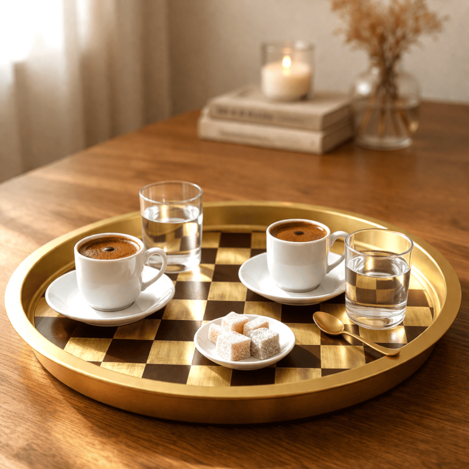 Sarkap Home 34 cm Metal Tepsi Dama