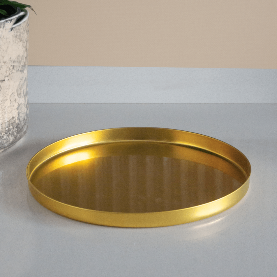 Sarkap Home 2'li Yuvarlak Sunumluk Tepsi Gold