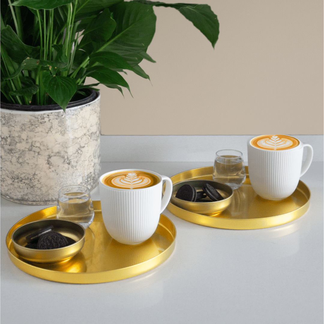 Sarkap Home 2'li Yuvarlak Sunumluk Tepsi Gold