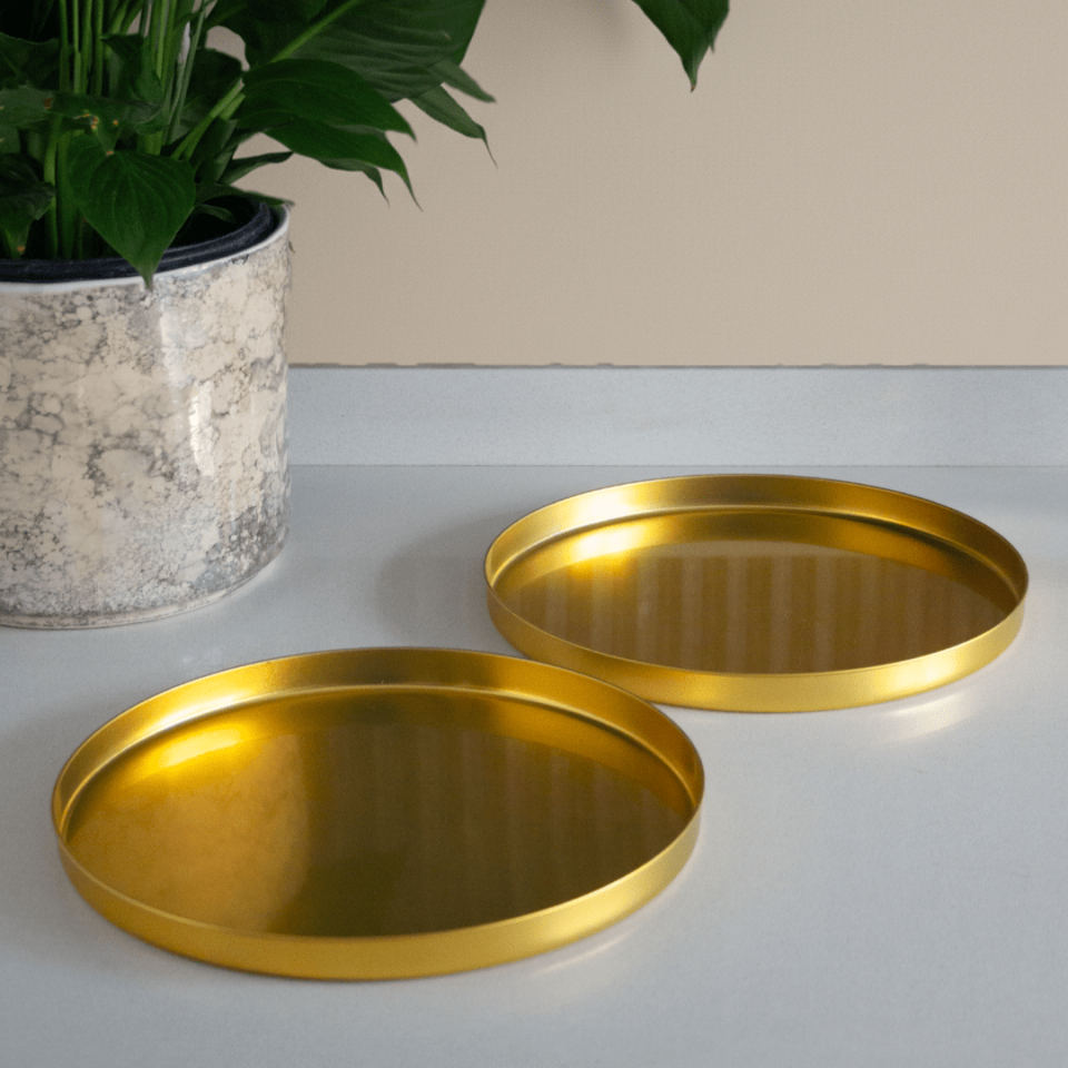 Sarkap Home 2'li Yuvarlak Sunumluk Tepsi Gold