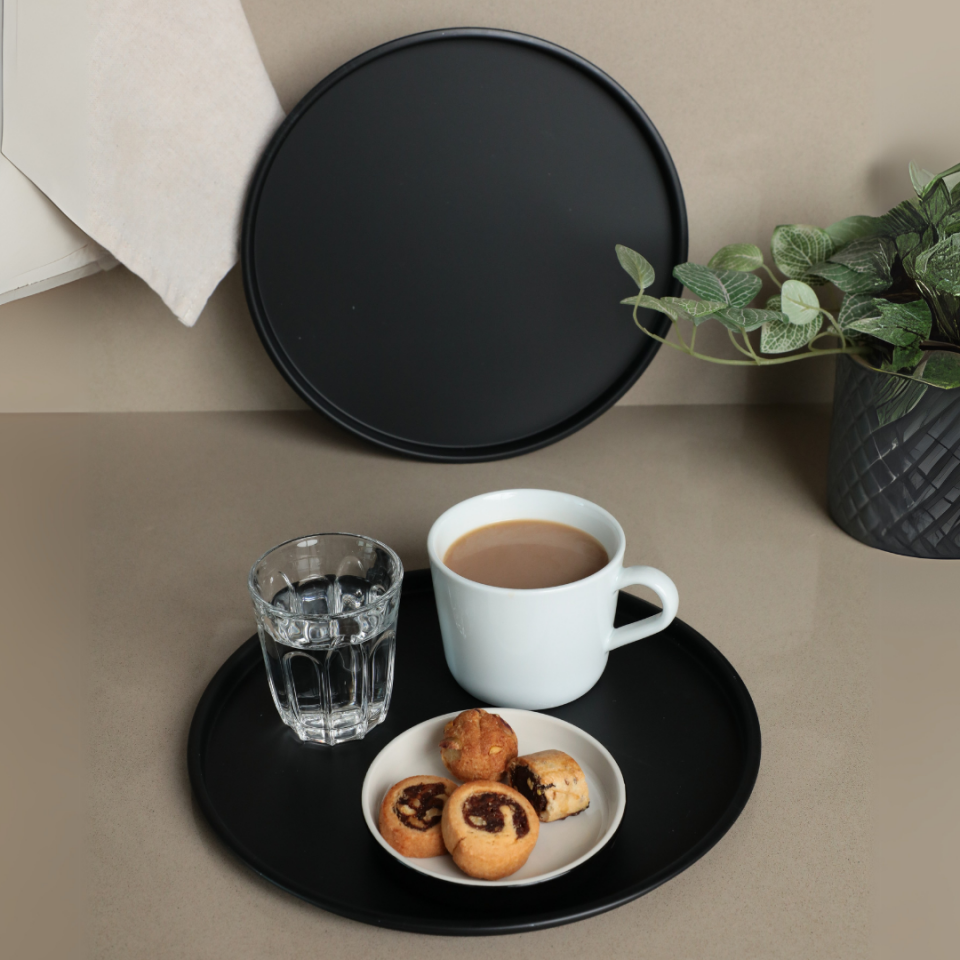 Sarkap Home 2'li Yuvarlak Sunumluk Tepsi Siyah