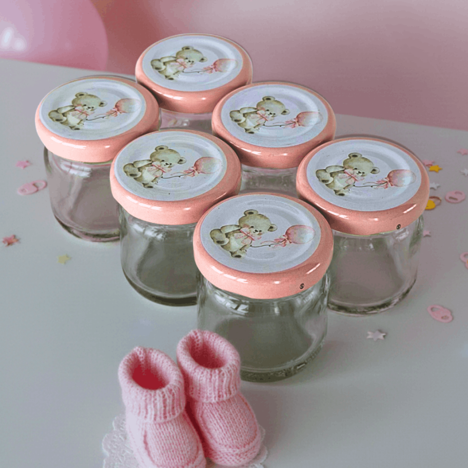 Sarkap Home 6'lı 40 ml Cam Kavanoz Seti PembeAyıcık